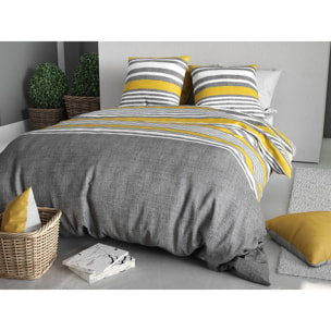 Parure housse de couette imprimée 240x260cm + 2 Taies 100% coton 57fils STUDT