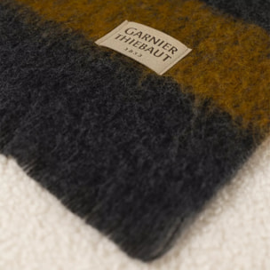 Plaid laine & autres fibres 200 g/m² motif jacquard orange anthracite Mohaira shetland onyx