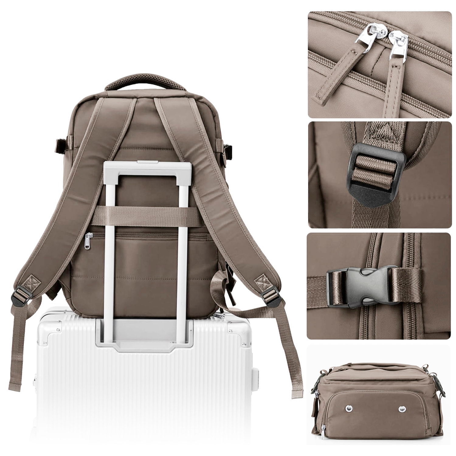 Zaino da viaggio per cabina ad alta capacità con multicompartimento (calzature, abbigliamento, portatile).