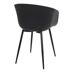 Set 2 sedie da pranzo Roda nera con struttura in metallo nero