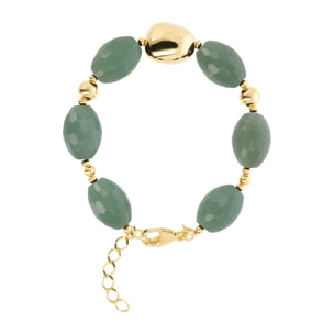 Bracciale in Argento 925 placcato Oro Giallo 18Kt con Avventurina Verde Sfaccettata