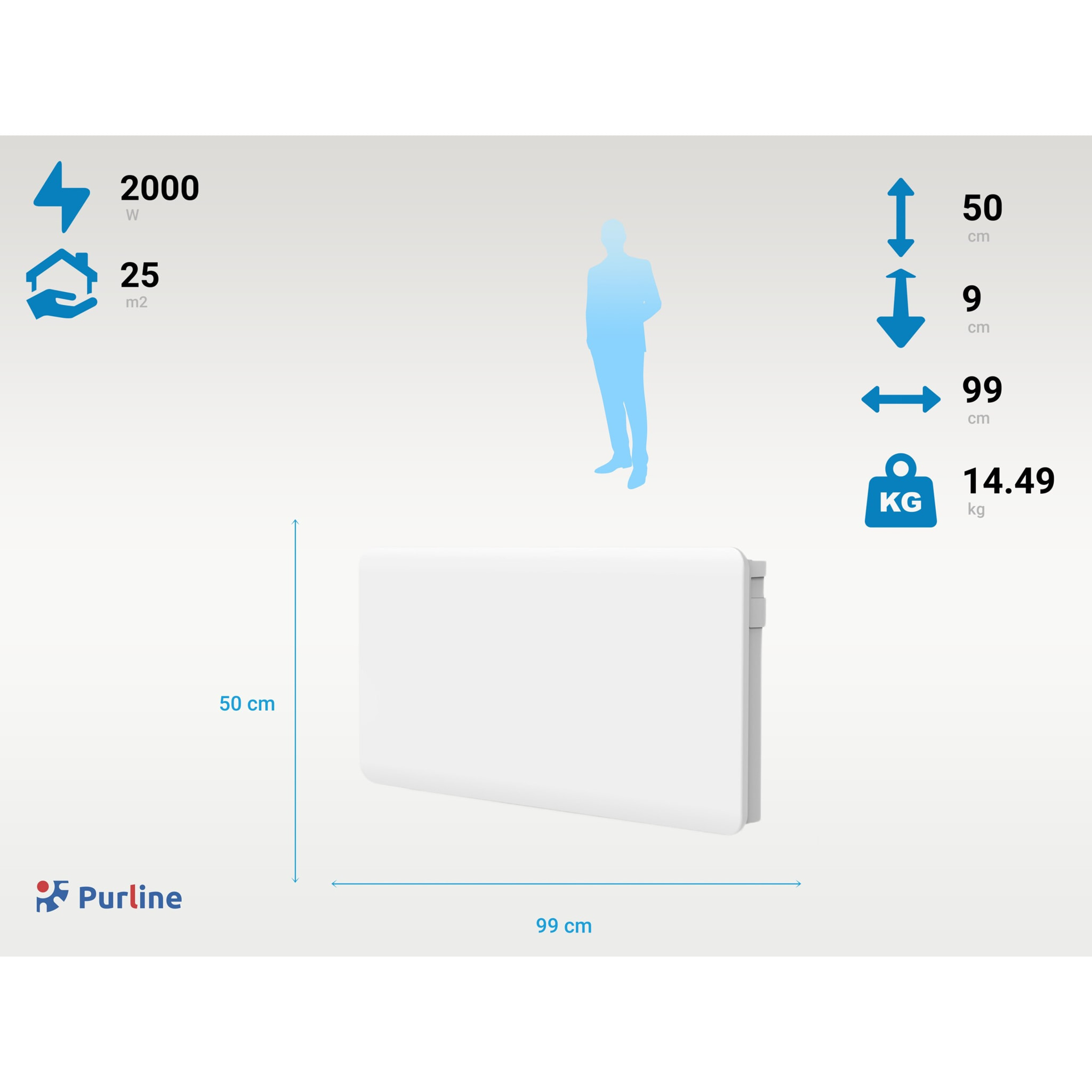 Radiateur à inertie avec plaque céramique interne avec contrôle WIFI 2000   W