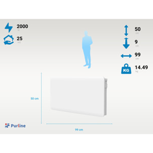 Radiateur à inertie avec plaque céramique interne avec contrôle WIFI 2000   W