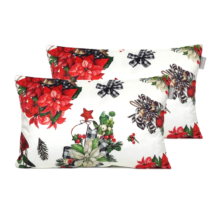 FUNDA DE COJIN DE TERCIOPELO DE NAVIDAD RIBBON 30x50 cm