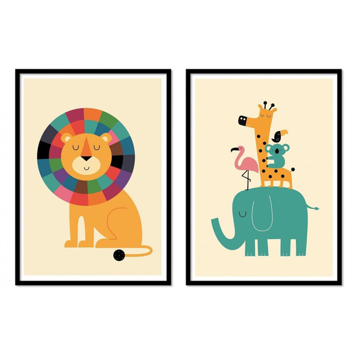 2 Art-Posters 30 x 40 cm - animaux de la jungle - Andy Westface - 30 x 40 cm