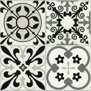 Crédence adhésive murale 3D motifs carreaux de ciment 4 pièces - Blanc