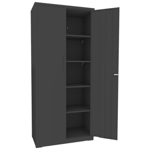 Armadio Armadietto In Metallo Multiuso Doppia Anta 5 Ripiani Regolabili Chiusura Con Doppia Chiave Mobiletto Documenti Ufficio 180x80x40 Cm Nero