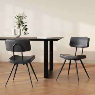 Lot de 2 chaises en cuir synthétique gris / noir - Texas