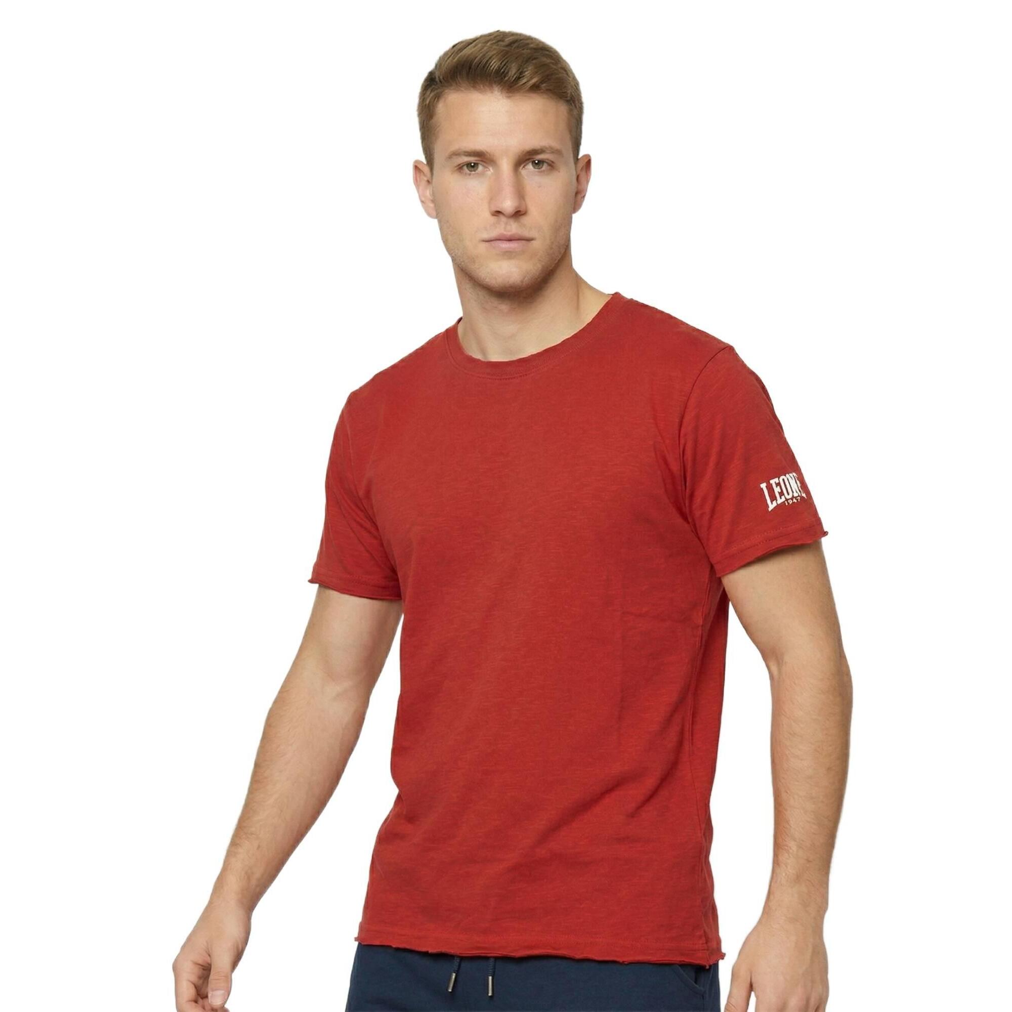 Maglietta uomo maniche corte in slub piccolo logo