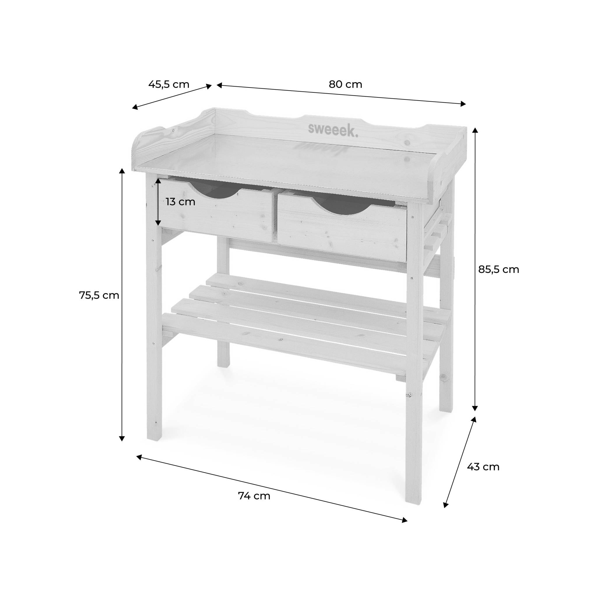 Table de rempotage PETUNIA avec 2 tiroirs. établi extérieur en bois. table pour semis