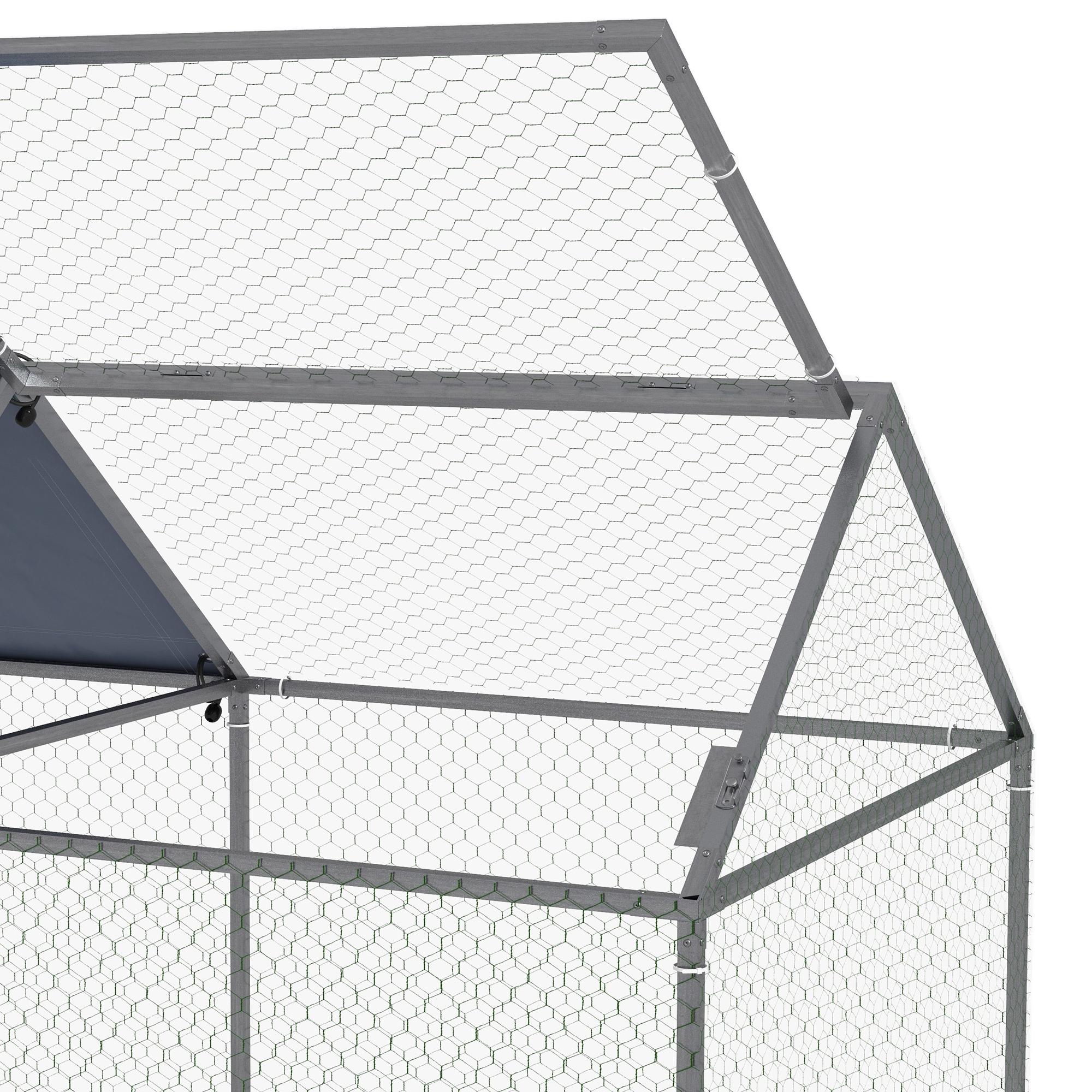 Jaula para Animales Pequeños Parque para Mascotas de Acero con 1 Puerta Superior y 1 Tela Superior de Anti-UV para Exterior Jardín 198x100x120 cm Plata