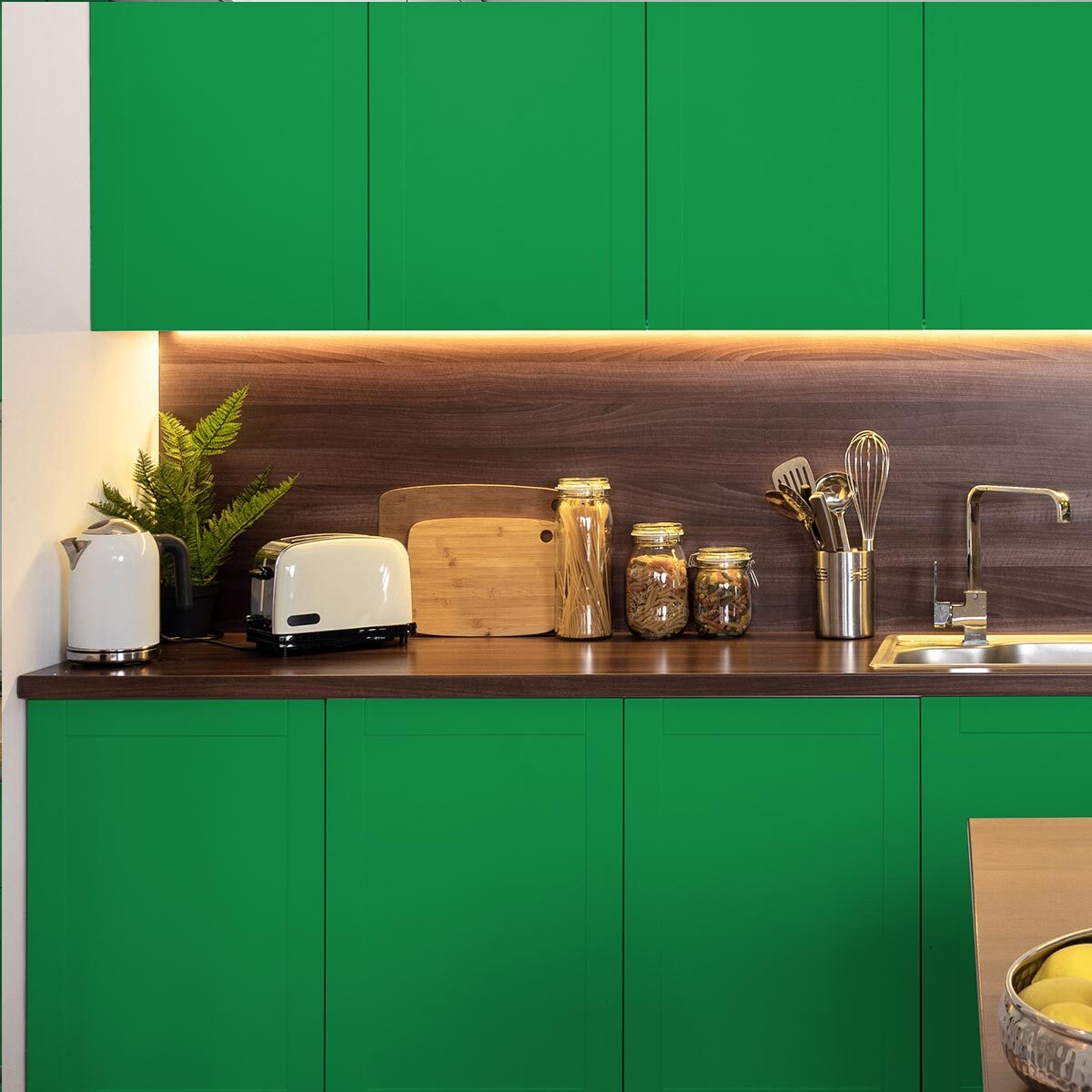 Rouleau adhésif décoratif Vinyle au Mètre - Vert cactus - Sticker Lavable Imperméable Mur Cuisine Meubles