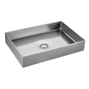 Timeless Vasque à poser en Acier inoxydable 304, 55x38x11cm sans trop-plein + Bonde, Chrome brossé