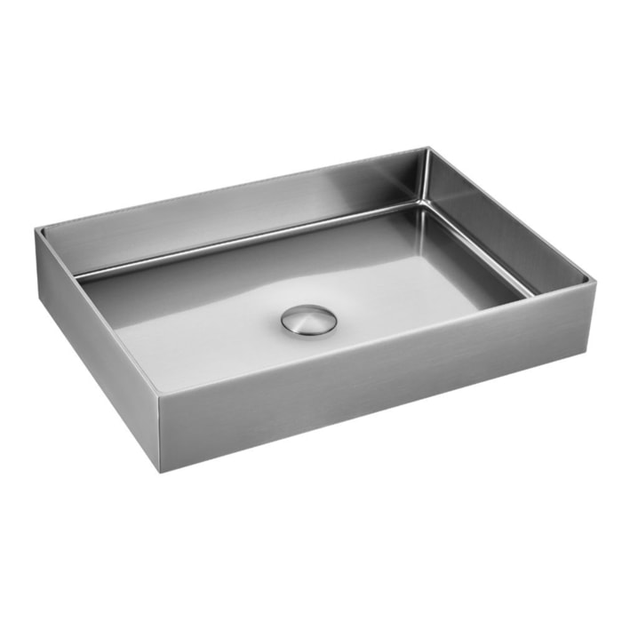 Timeless Vasque à poser en Acier inoxydable 304, 55x38x11cm sans trop-plein + Bonde, Chrome brossé