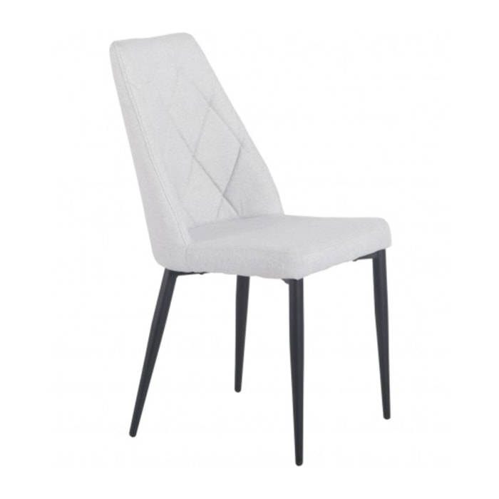 Chaise en tissu capitonné avec piètement métal noir - TOMEN