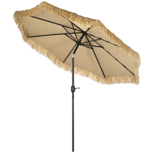 Parasol de jardin inclinable design Hawaï 265 cm raphia artificiel kaki