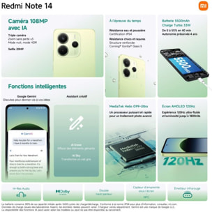 Smartphone XIAOMI Redmi Note 14 Noir 256Go 4G
