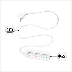 Multiprise 3 terre 1m