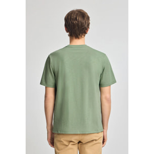 Camiseta verde jade de algodón flamé y bordado Rigby Go