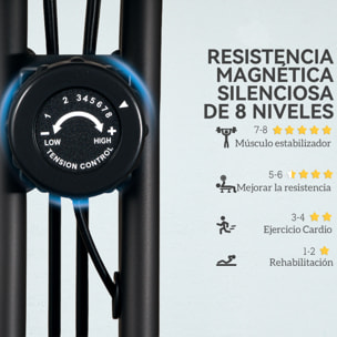 Bicicleta Estática Plegable con Respaldo Bici Estática Silenciosa con 8 Niveles de Resistencia Magnética Sillín Regulable Volante Pantalla LCD Pulsómetro y Banda Carga 110 kg Negro