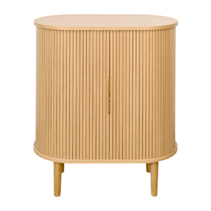 Buffet haut vintage avec portes coulissantes bois clair chêne L70 cm EPIC