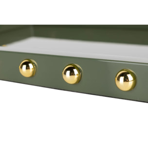 Bandeja Mdf Verde Oscuro Dorado 45x31x9 Cm