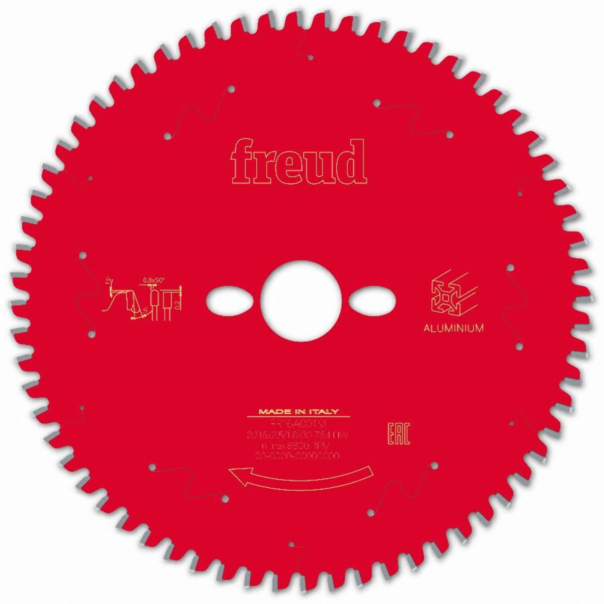 Lame pour scie circulaire portative FREUD - Ø216 2,5/1,8 AL30 Z64 TP -5° - F03FS09821