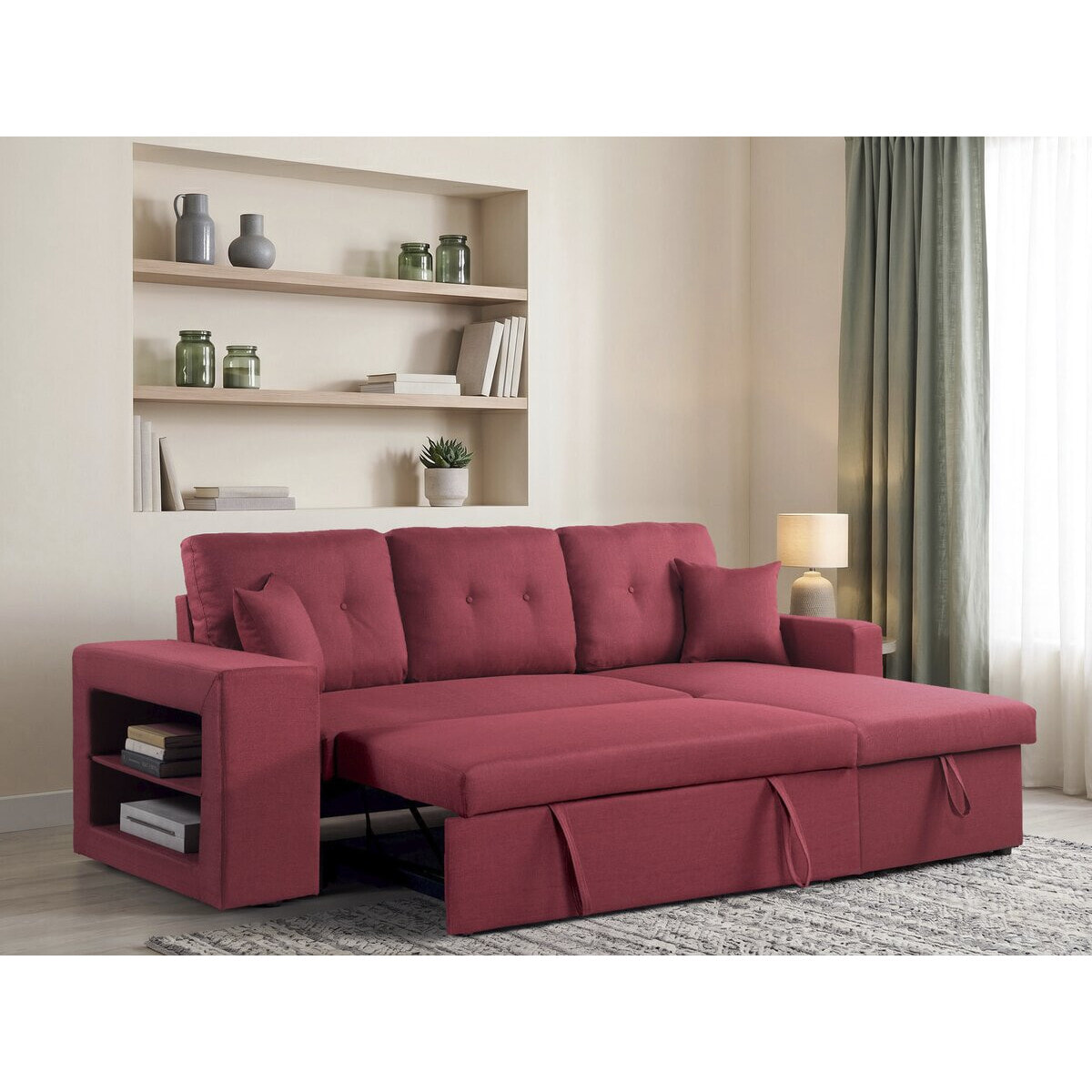 Canapé d'angle convertible/réversible "Axel" - 3 places - Rouge
