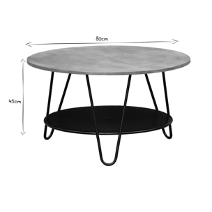 Table basse ronde bois manguier massif et métal noir D80 cm PRIYA
