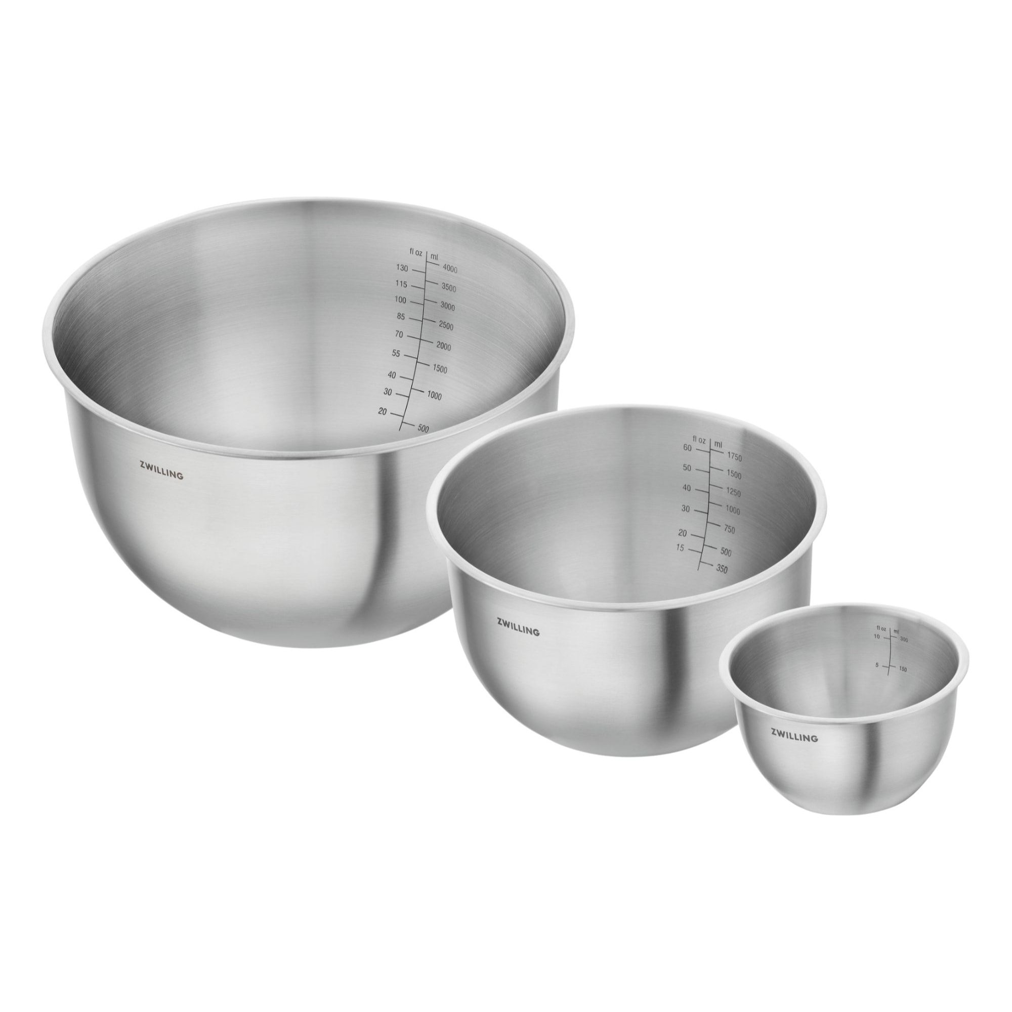 Set de bols S/M/L / 3-pcs, Acier inoxydable, Argent