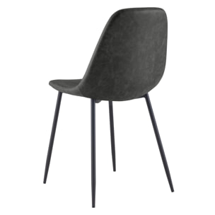 Lot de 2 chaises en cuir synthétique gris/noir - Henrik