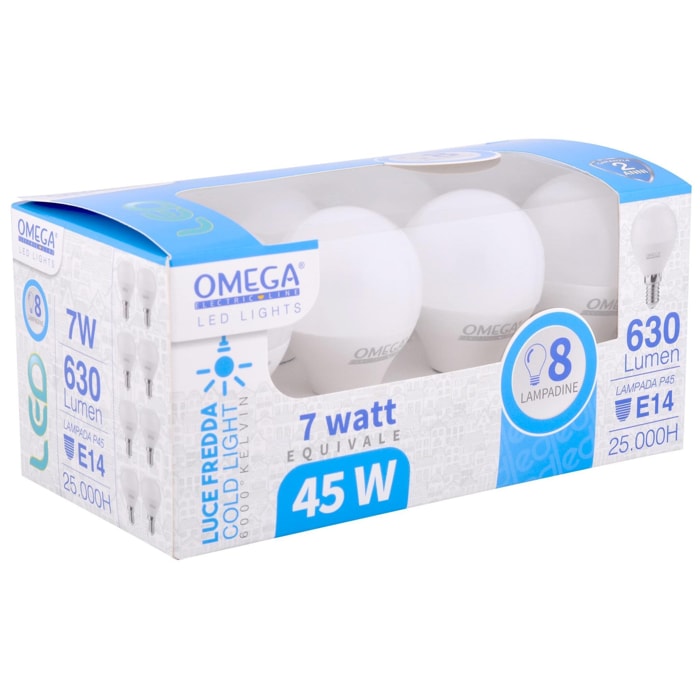 OMEGA Set 8 pz sferetta LED P45-6W