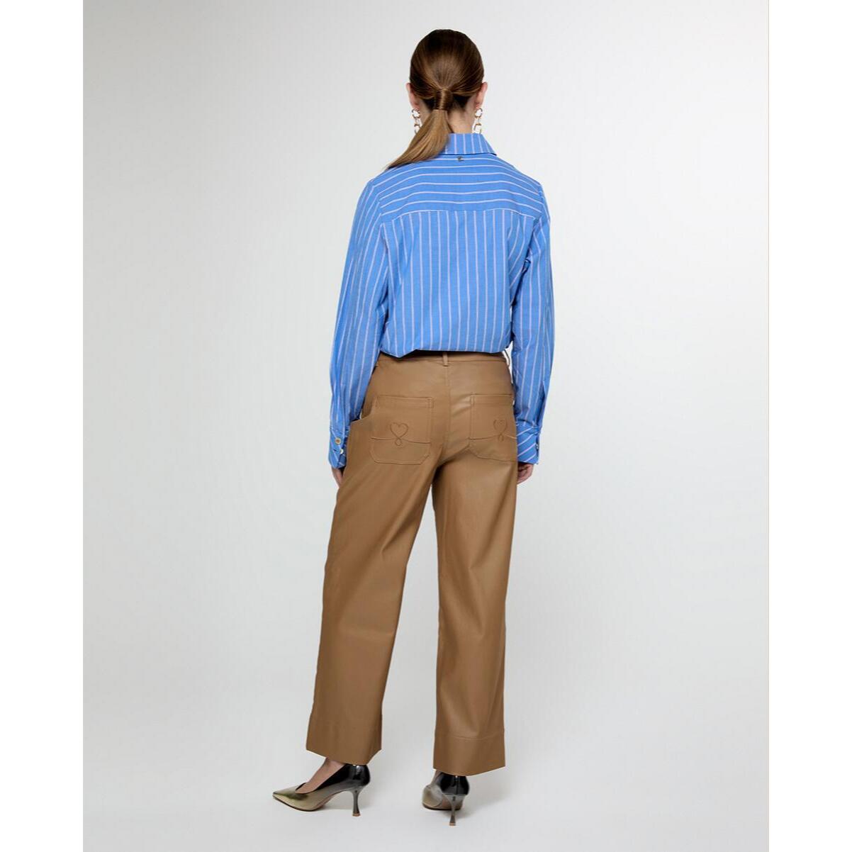 Pantaloni culotte cerati con orlo