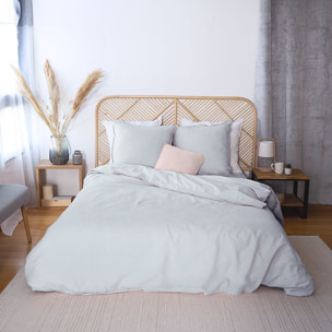 Parure housse de couette unie en coton lavé et lin - lynn - gris clair