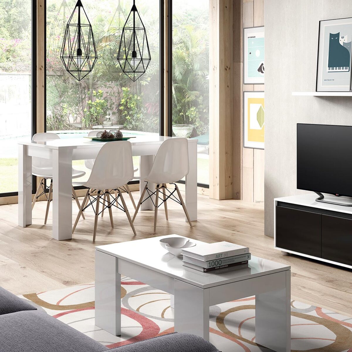 Mesa Comedor Extensible 90x140-190 Cm Blanco Brillo
