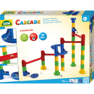 Set Pista delle Biglie Sopraelevata, 32 elementi 2curve 10 biglie in vetro