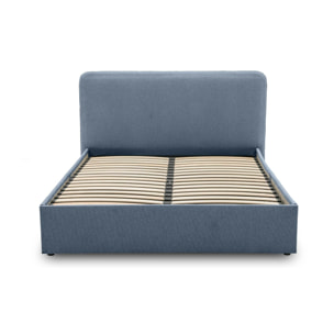 Goyave - lit coffre - 160x200 - en tissu - sommier inclus - Bleu