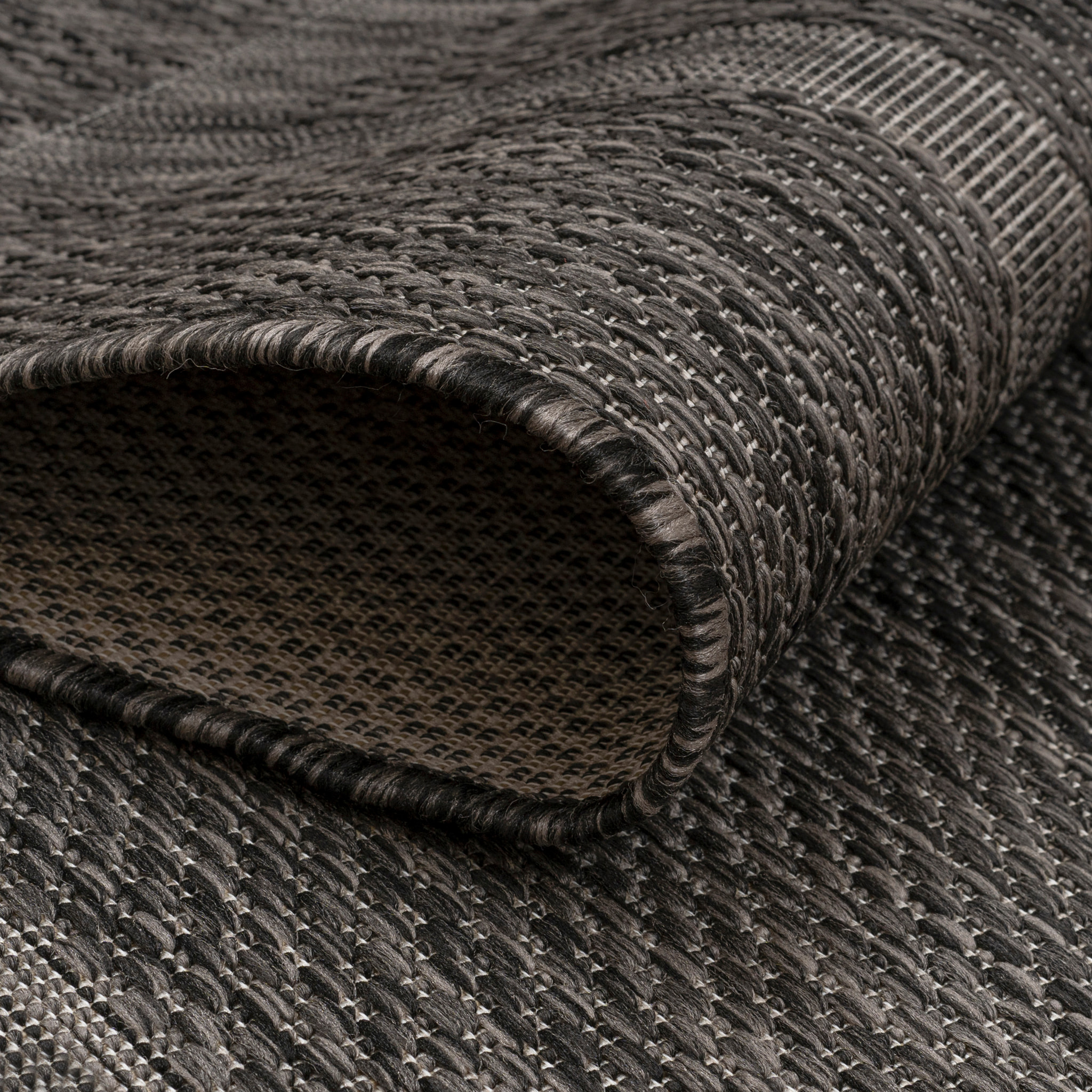 FARO - Tapis rond intérieur extérieur à motif Noir