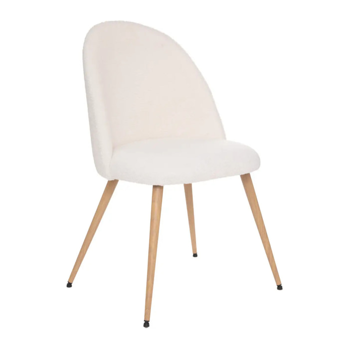 Chaise "Slano" pieds imitation hêtre bouclette blanc