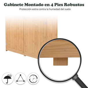 Cobertizo de Madera Caseta Exterior Armario Herramientas de Jardinería 2 Puertas