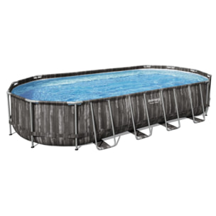 Bestway Piscine hors sol - Ovale - Power Steel - - Décor bois - 732 x 366 x 122 cm