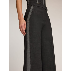 Motivi - Pantalones palazzo con banda lateral - Gris