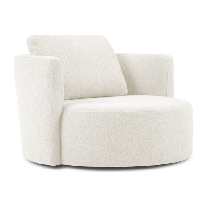 Fauteuil xl pivotant "Adam" bouclé blanc