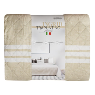 TRAPUNTINO UNA PIAZZA E MEZZA DIS.INGRID 3 STRIPES BEIGE MADE IN ITALY MEZZA STAGIONE