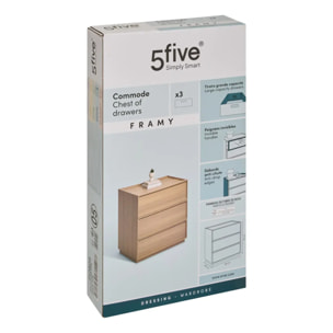Commode Framy 3 tirois bois foncé