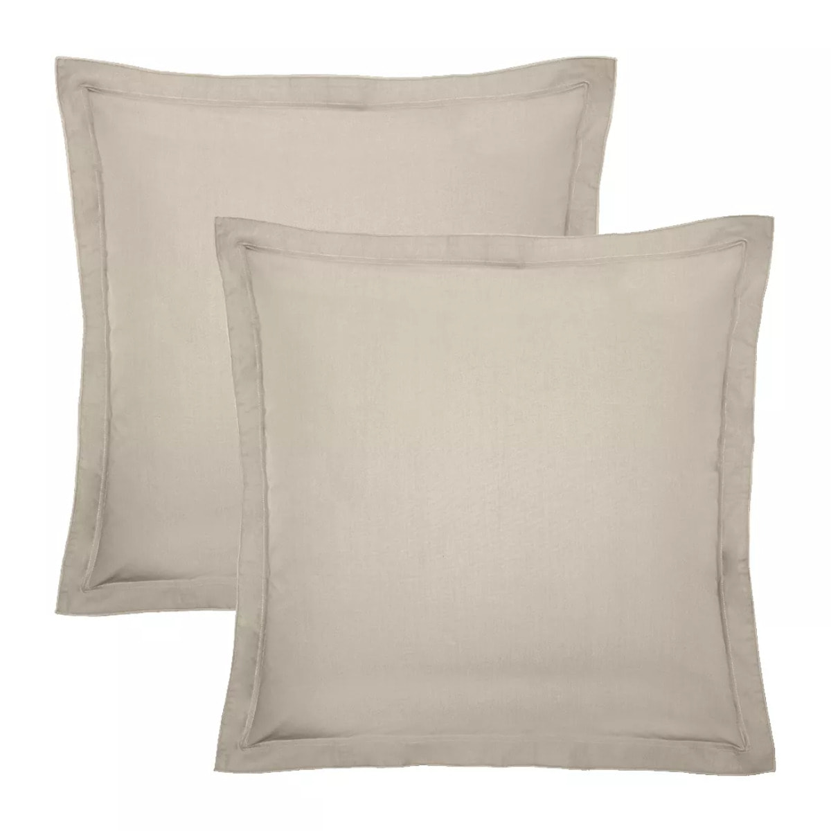 Lot de 2 taies percale de coton uni beige La percale francaise lin