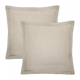 Lot de 2 taies percale de coton uni beige La percale francaise lin