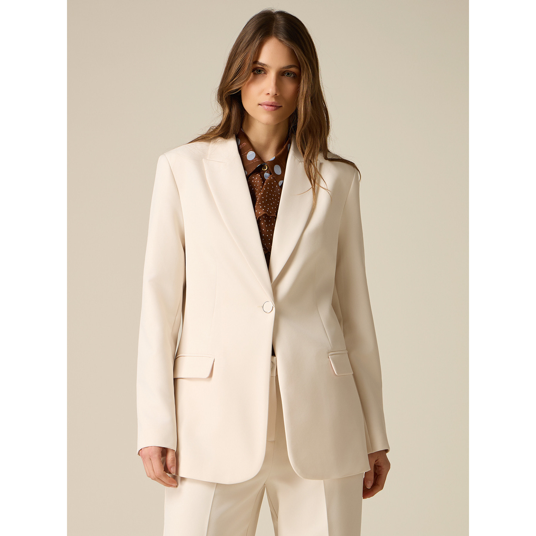 Oltre - Blazer monopetto con bottone foderato - Bianco