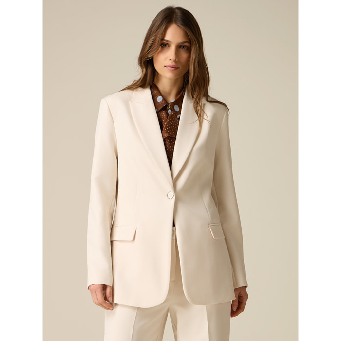 Oltre - Blazer monopetto con bottone foderato - Bianco