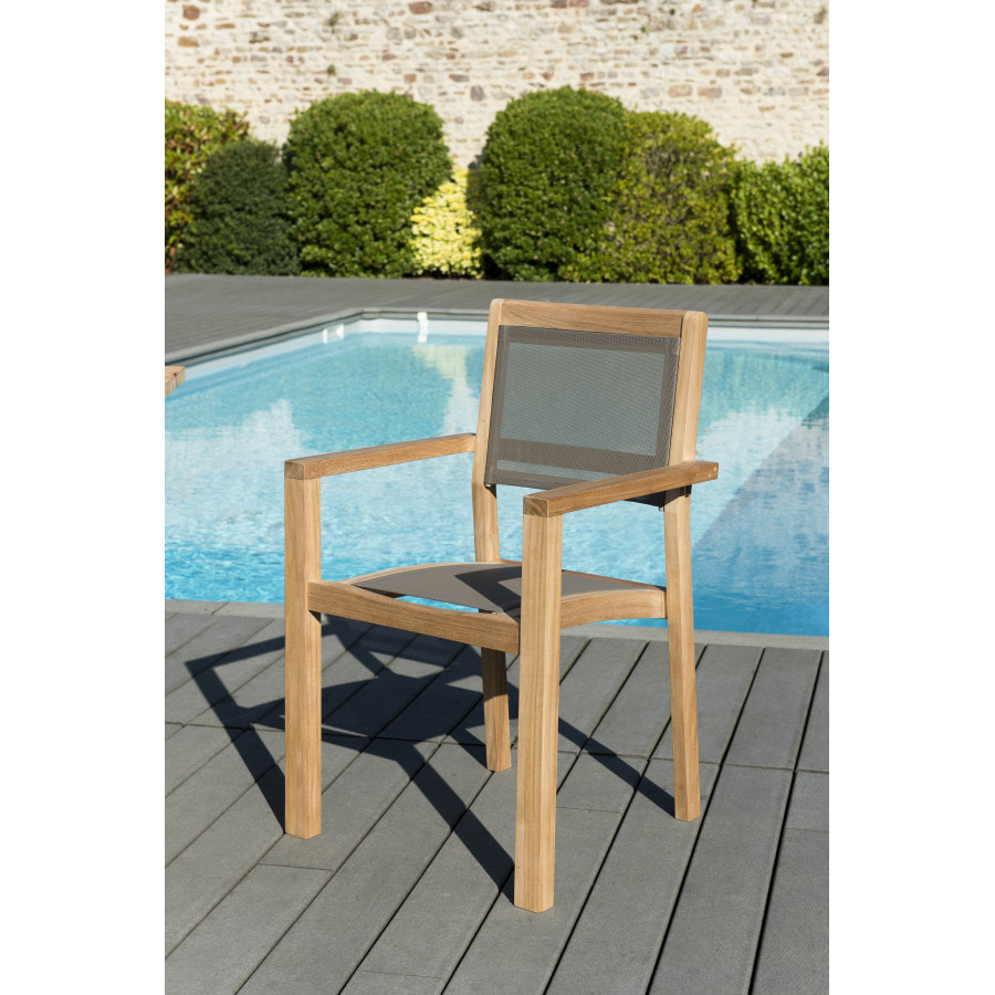 HARRIS - SALON DE JARDIN EN BOIS TECK 4/6 pers - Ensemble de jardin -1 Table rectangulaire extensible 120/180*90 cm